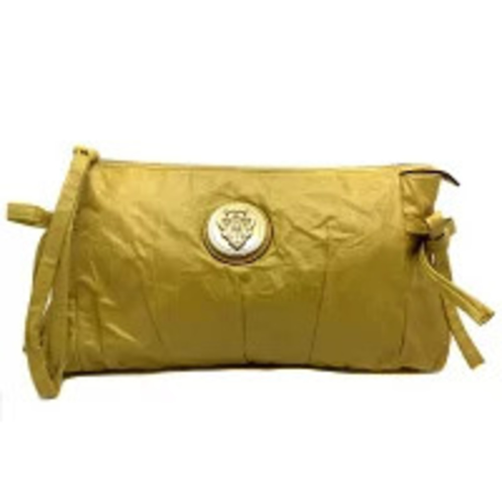GUCCI Hysteria Clutch Bag Clutch Shoulder Yellow Leather Crest Motif Rion Strap
